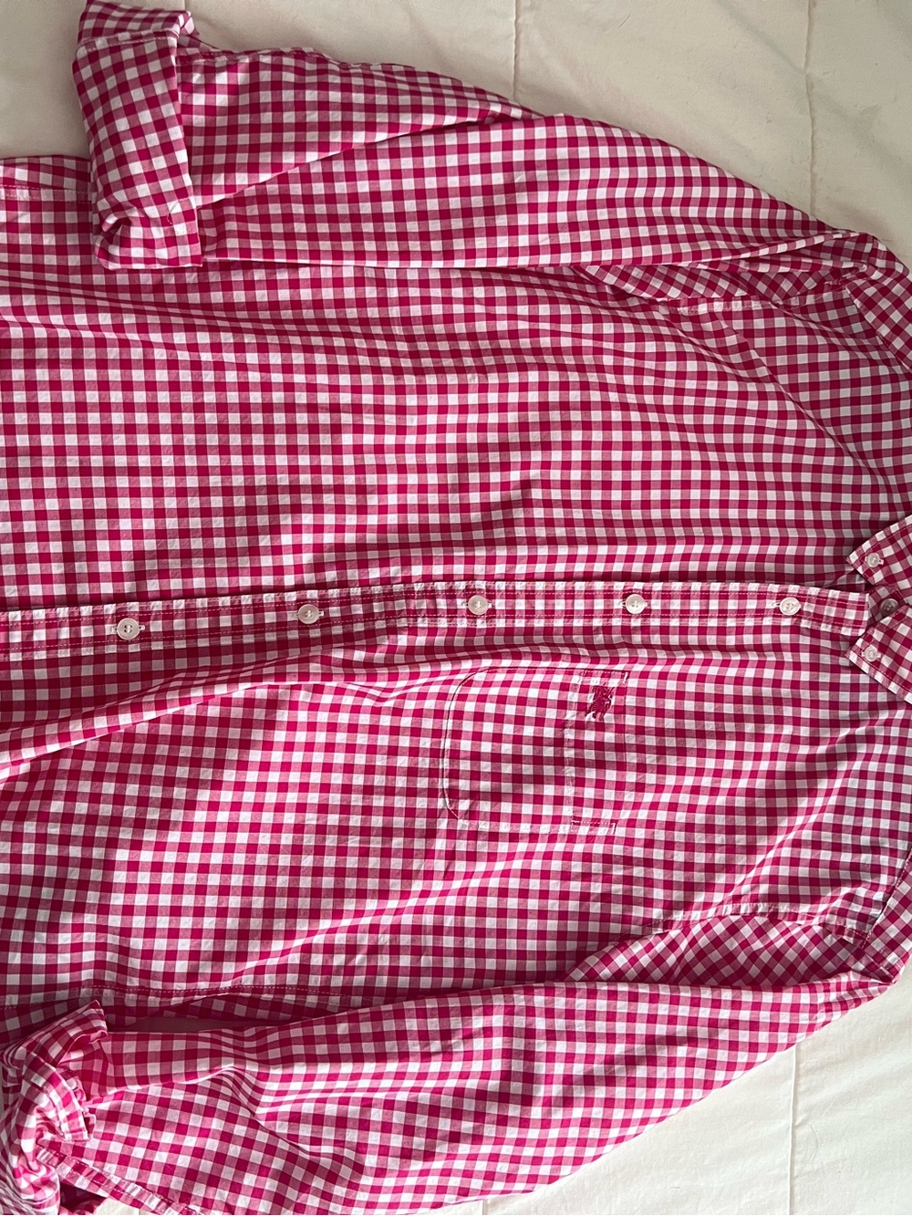 Burberry Pink and White Gingham Button-Down Shirt